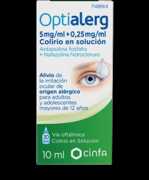 Optialerg 0.25mg/ml+5mg/ml  - colirio para tratar la conjuntivitis alérgica.
