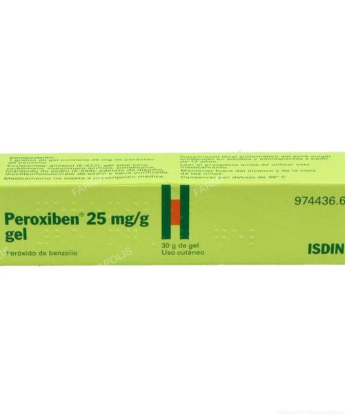 Peroxiben 25mg/g - Gel específico para el acné y los granos. Tiene efecto queratolítico y antiseborreico.