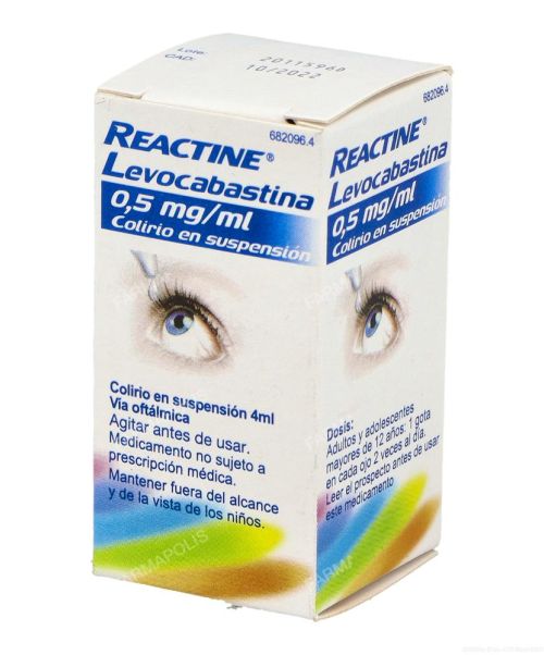 Reactine levocabastina 0.05% - Es un colirio específico para tratar la irritación y congestión ocular causada por alergia.