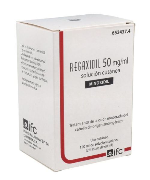 Regaxidil 50mg/ml - Es un medicamento indicado para estimular el crecimiento del cabello en personas que sufren alopecia androgénica con pérdida moderada de cabello