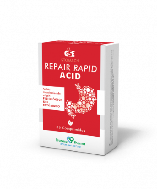Repair Rapid Acid - Trata los síntomas de hiperacidez, ardor gástrico y reflujo. Crea una barrera filmógena protectora, baja la inflamación de la mucosa, mejora su funcionalidad, se restablece la secreción ácida normal y se reequilibran todos los mecanismos protectores fisiológicos.