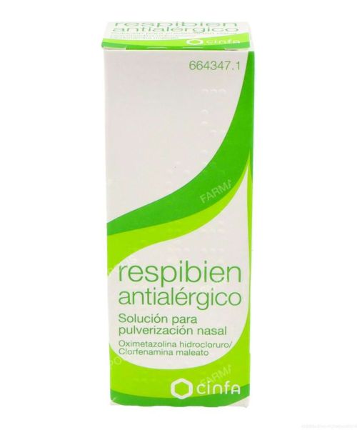 Respibien antialérgico  - Alivia la congestión nasal alérgica. Ayuda a respirar mejor, tratando la sinusitis y la rinitis.No usar más de cuatro días seguidos.