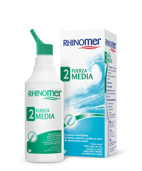 Rhinomer 2 Fuerza Media - Agua de mar que sirve para descongestionar la nariz en procesos catarrales y gripales. Sirve tambien para la limpieza nasal para uso diario.