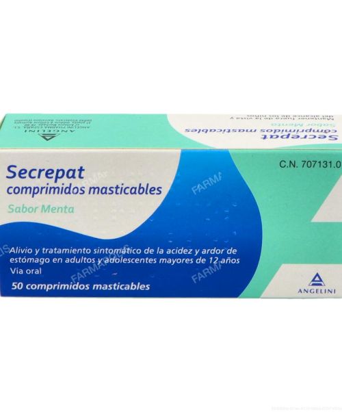 Secrepat reforzado menta - Son unos comprimidos de sabor menta para tratar la acidez y el ardor de estómago.