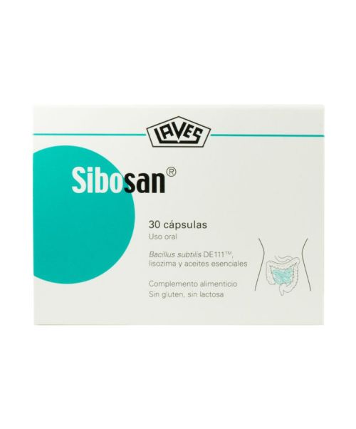Sibosan - Regula el SIBO (sobrecrecimiento bacteriano del intestino delgado) para equilibrar las bacterias intestinales y reducir los molestias gastrointestinales. Contiene el probiótico Bacillus subtilis DE111, lisozima y aceites esenciales.