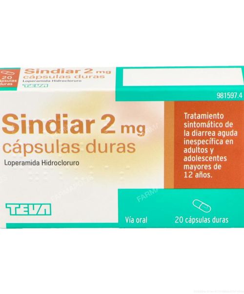 Sindiar 2mg - Cápsulas antidiarreicas a base de derivados opiáceos, utilizadas en el tratamiento de la diarrea aguda.