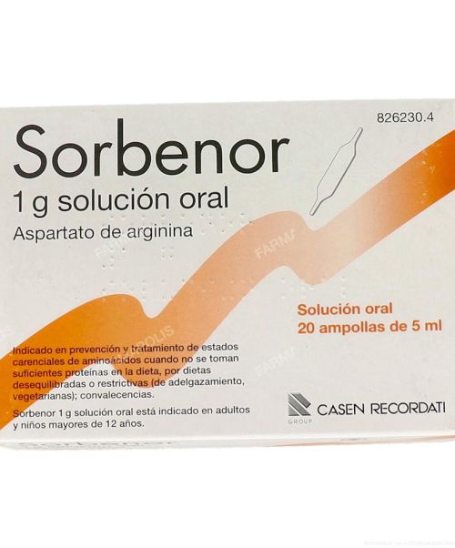 Sorbenor 1g - Son unas ampollas tónicas para tratar los estados de astenia, fatiga, convalecencia y anorexia. 