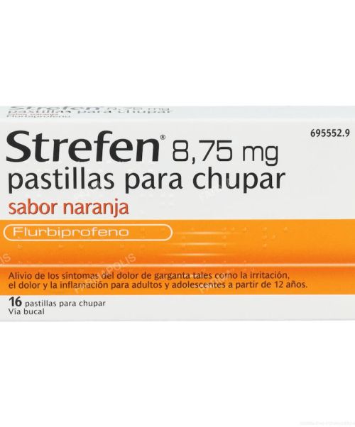 Strefen 8.75mg naranja - Calma tres síntomas que acompañan al dolor de garganta: la irritación, el dolor y la dificultad para tragar a causa de la inflamación.  