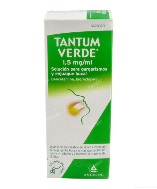 Tantum verde (0.15%) - Es un colutorio para todas las afecciones bucofaríngeas. Es analgésico y antiinflamatorio por lo que vale tanto para una estomatitis, faringitis, dolor de boca y de garganta.