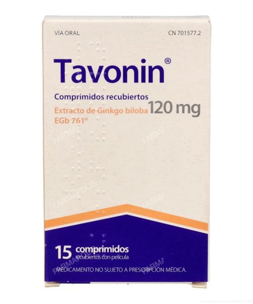 Tavonin 120 mg - Mejoran la microcirculación cerebral con lo que consiguen un efecto contra la demencia senil. Mejoran la memoria y también se usan para tratar el vértigo. Válidos también para tratar la insuficiencia venosa y el tinnitus (pitido o zumbido en el oído). 