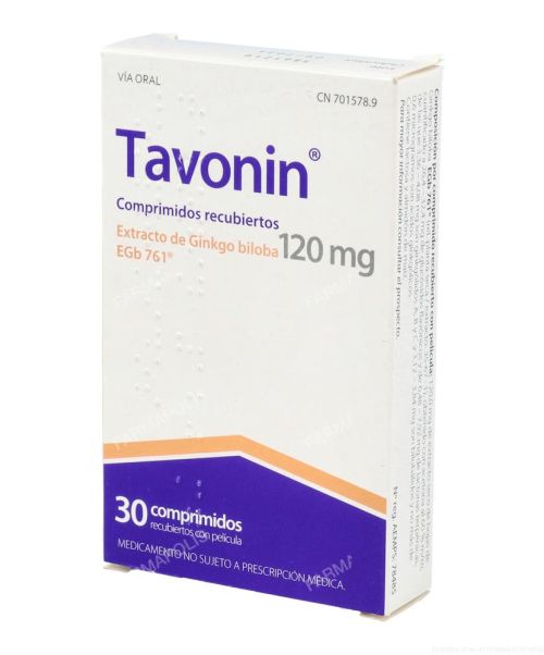 Tavonin 120 mg - Mejoran la microcirculación cerebral con lo que consiguen un efecto contra la demencia senil. Mejoran la memoria y también se usan para tratar el vértigo. Válidos también para tratar la insuficiencia venosa y el tinnitus (pitido o zumbido en el oído). 