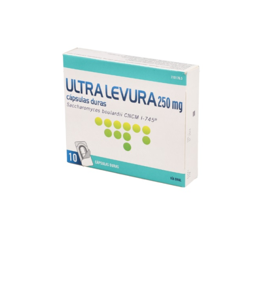 Ultra levura 250mg - Probióticos a base de Saccharomyces boulardii CNCM I-745. Se recomienda tomar durante la toma de antibióticos para paliar los efectos secundarios. Válidos para gastroenteritis, diarreas, descomposición o cualquier problema digestivo. 