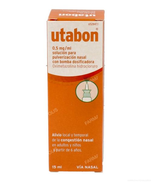 Utabon pulverizador 0,5mg/ml - Alivia la congestión nasal. Ayuda a respirar mejor, calmando las molestias de la rinitis y la sinusitis.No usar más de cuatro días seguidos.