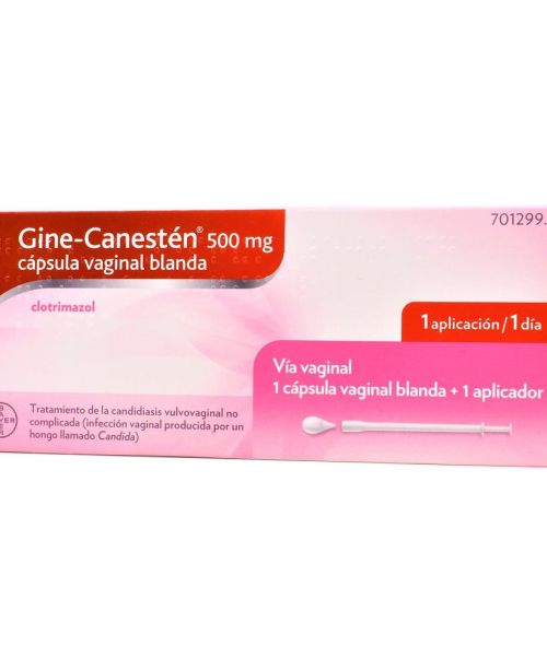 Gine Canesten 500 mg. - Trata los síntomas de picor y escozor vaginal causados por una candidiasis vaginal.