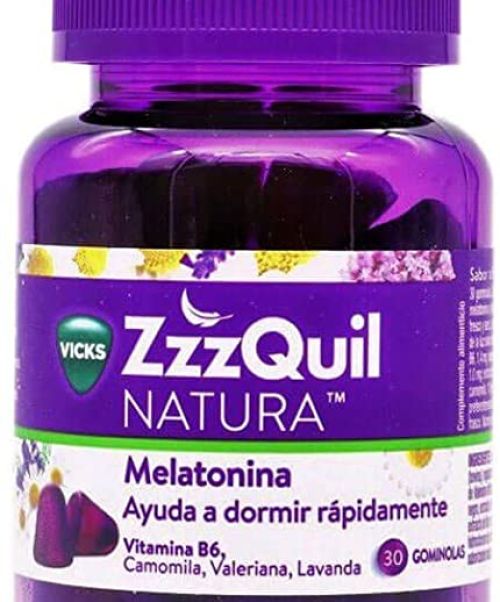 ZZZQUIL Natura - Ayuda a conciliar el sueño con melatonina, extractos de plantas y vitamina B6. En cómodo formato gominola sin colorantes ni glutes ni lactosa.